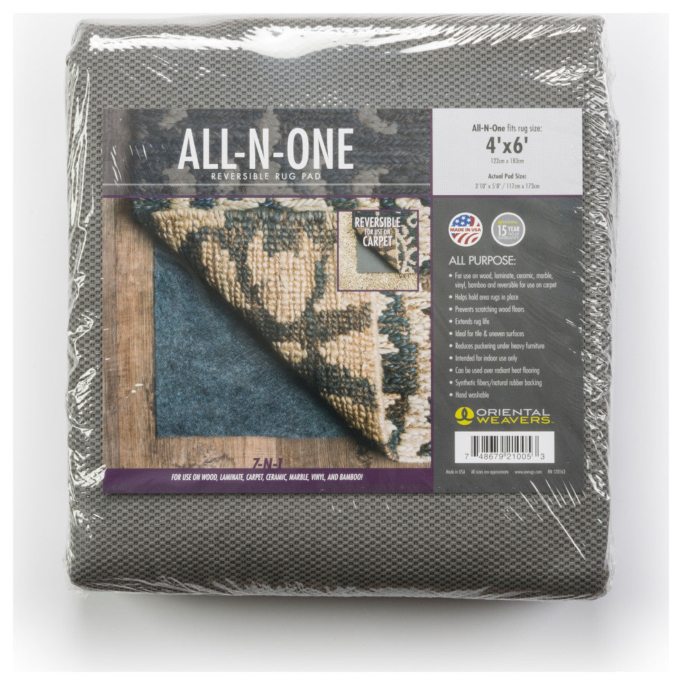 All Purpose Rug Pad, Grey, 3'10"x5'5"