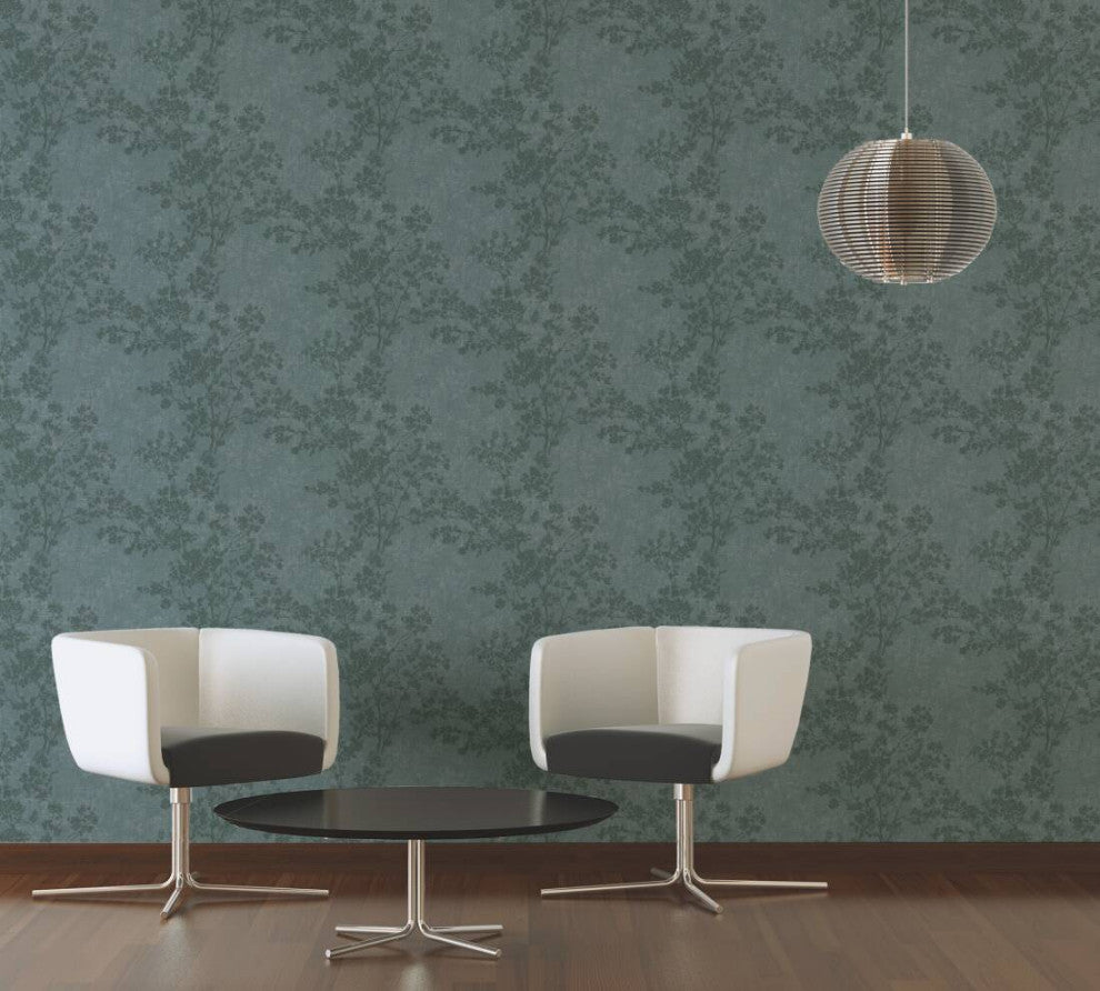 Floral Textured Wallpaper Featuring Branches And Leaves, 373973