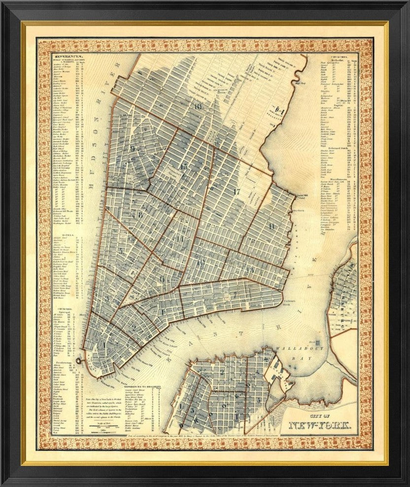 "City of New York, 1846"  by Samuel Augustus Mitchell, 34x40"