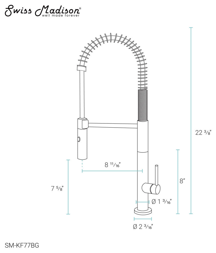 Chalet Single Handle, Pull-Down Kitchen Faucet, Brushed Gold/Black