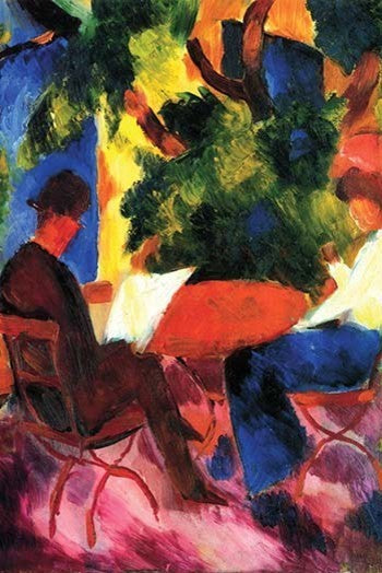 Couple at the Garden Table - Framed Paper Poster 20" x 30"
