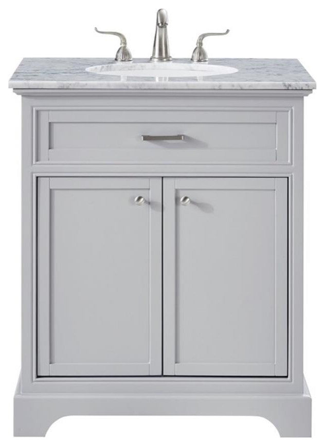 Elegant Decor Americana 30" Wood Single Bathroom Vanity in Light Gray