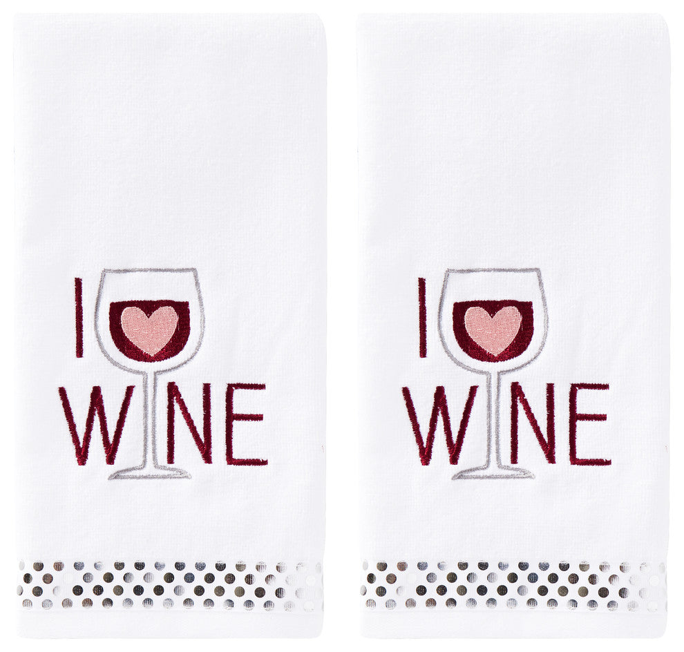 SKL Home 2-Piece I Love Wine Hand Towel Set