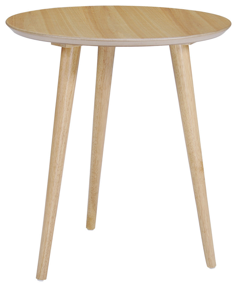 GDF Studio Evangeline Finished Wood End Table With Faux Wood Overlay, Natural Oak