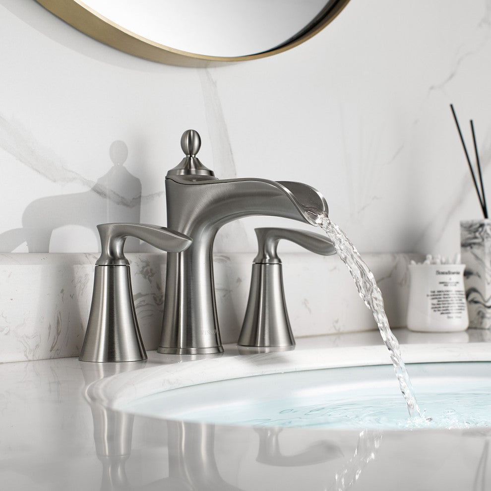 Ukiah Two Handle 8" Widespread Bathroom Faucet, Brushed Nickel