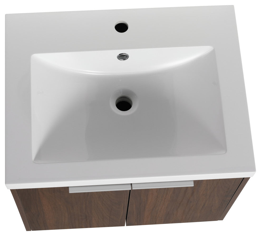 BNK Bathroom Vanity with Resin Sink, Modern Design with Soft Close Doors, California  Walnut