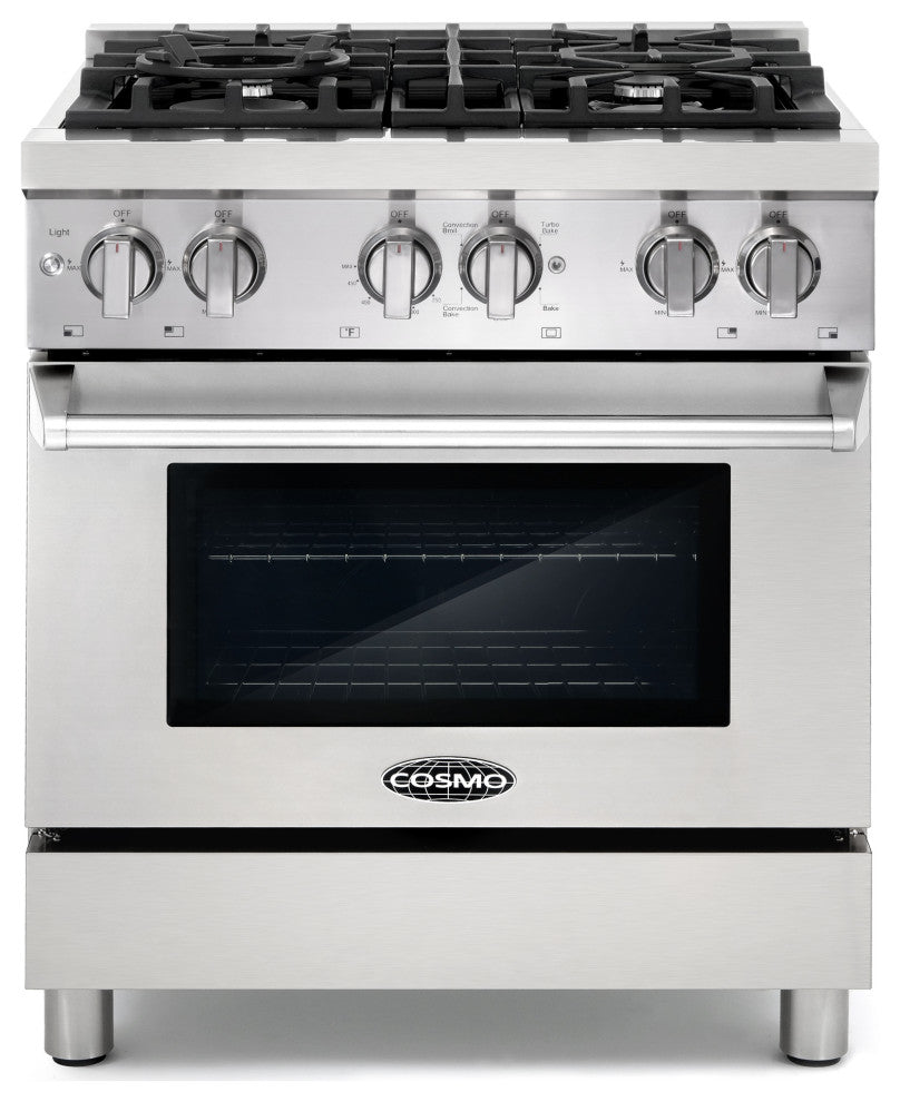 30" Dual Fuel Range With 4 Italian Gas Burners and Electric Convection Oven