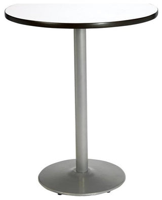 KFI Crisp Linen White 42in Breakroom Table with Round Silver Base