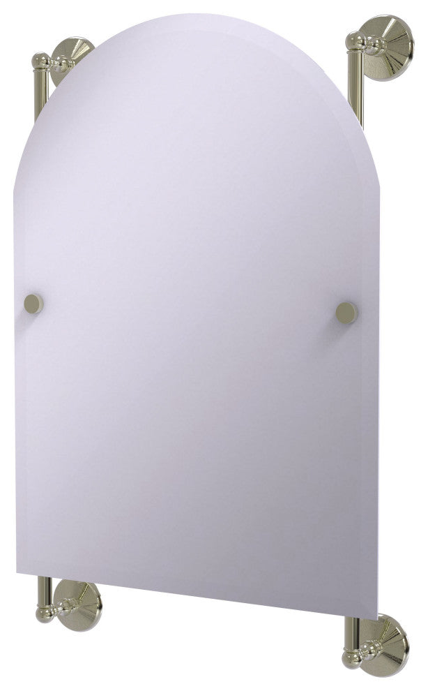 Monte Carlo Arched Top Frameless Rail Mounted Mirror, Polished Nickel