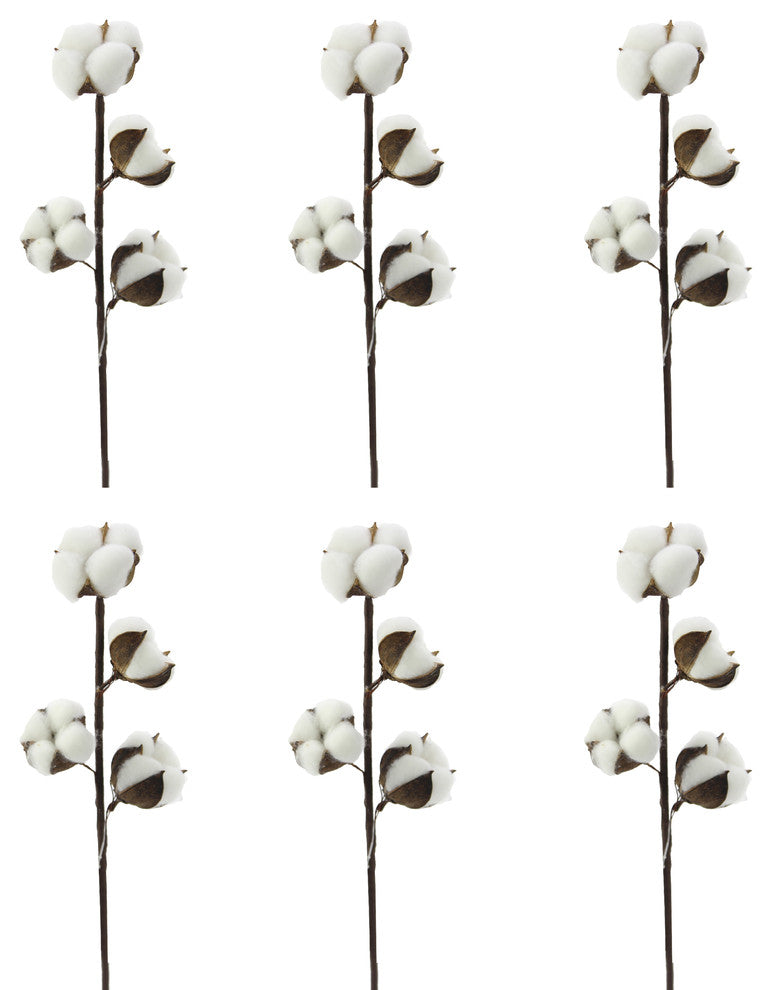 15"H Faux Cotton Spray, Set of 6
