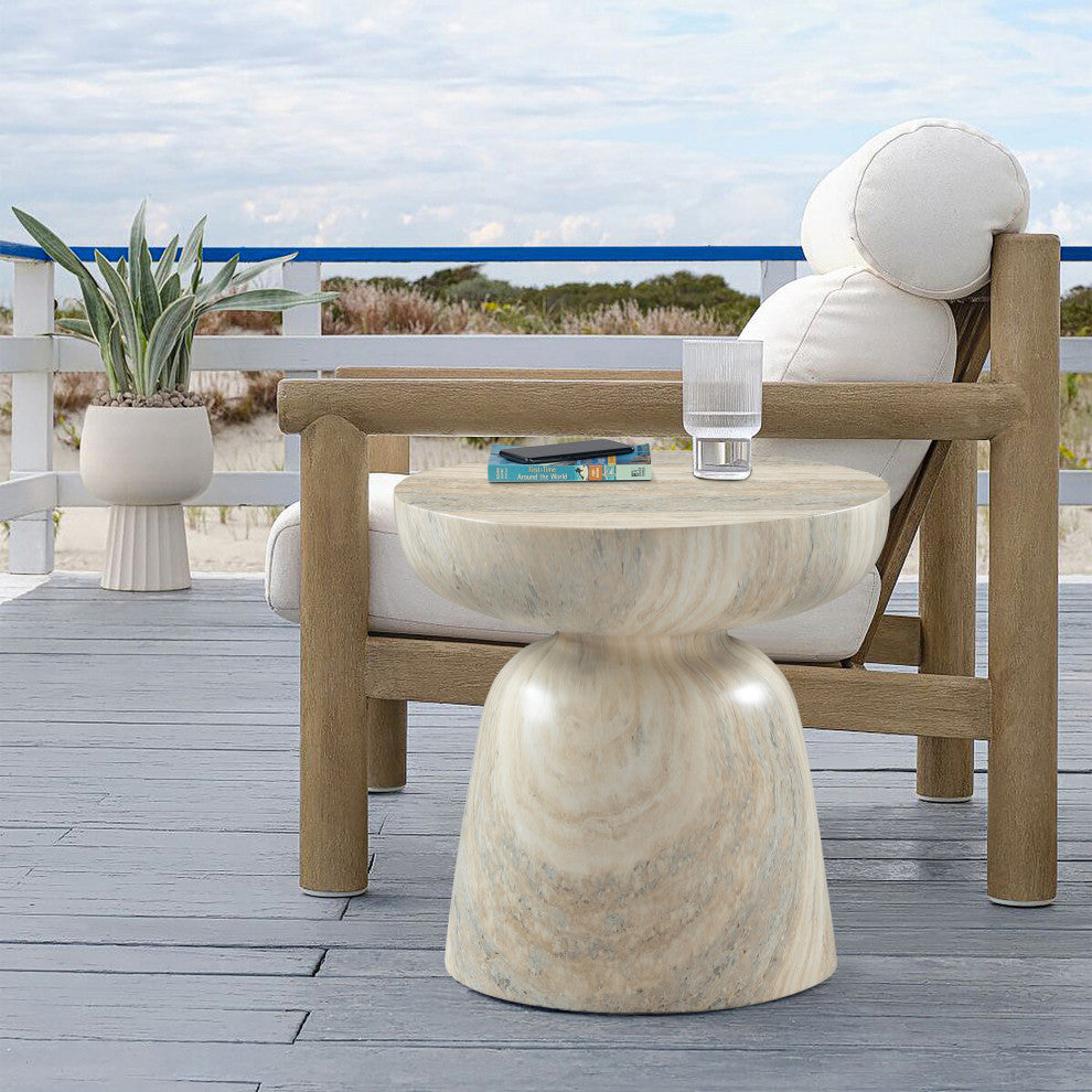 Avellino Finished Concrete Indoor/Outdoor End / Side Table, Travertine