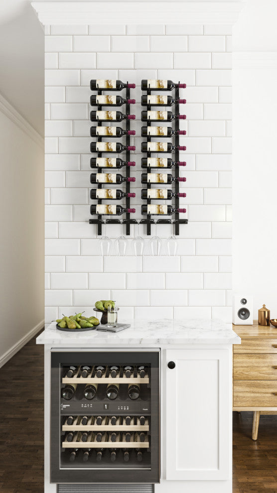 W Series Wine Rack 3 Wall Mounted Metal Bottle Storage, Chrome Luxe, 9 Bottles