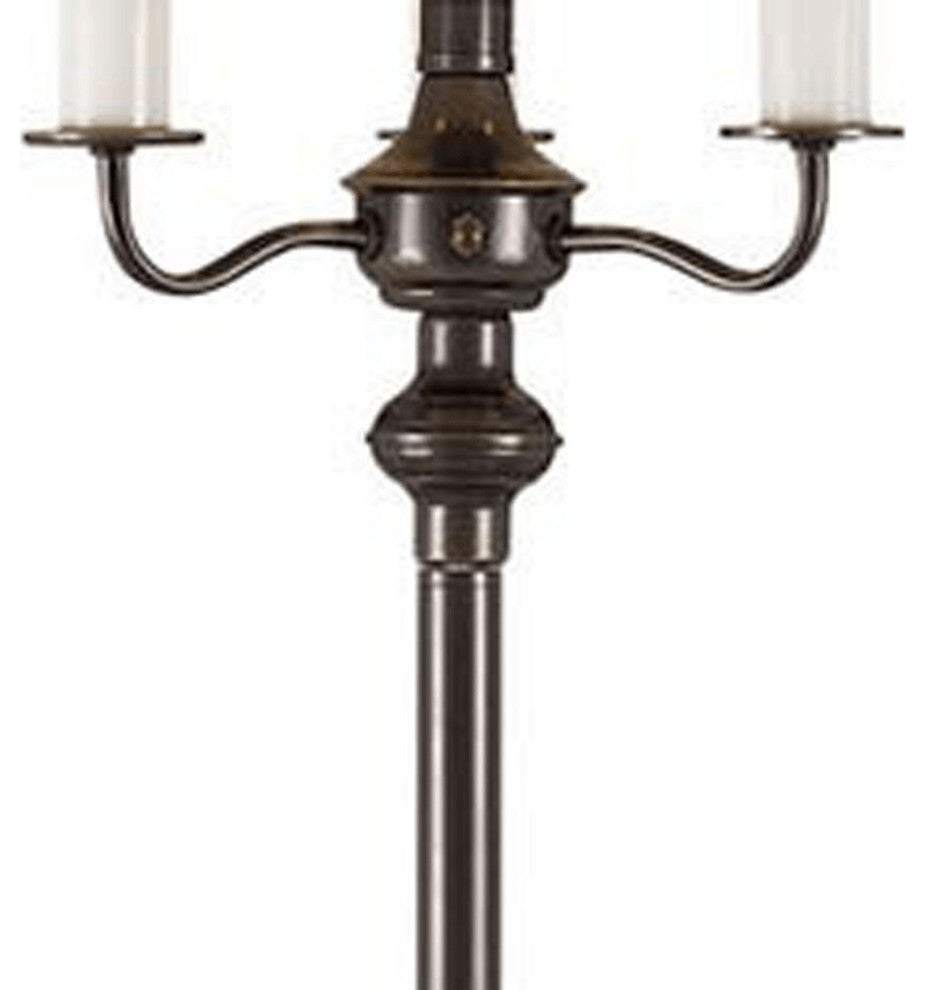 60" Bronze Four Light Traditional Shaped Floor Lamp With Beige Square Shade