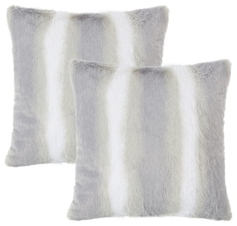 Citraka Faux Fur 2 Piece Pillow Shell Sets, Vapor, 20" X 20"