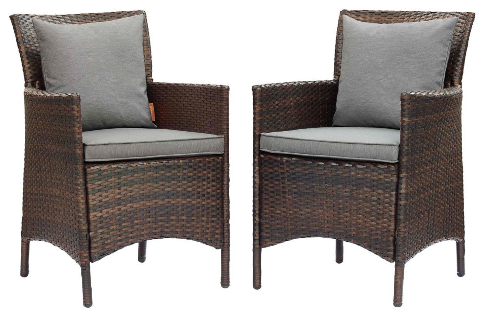 Conduit Outdoor Patio Wicker Rattan Dining Armchair Set of 2