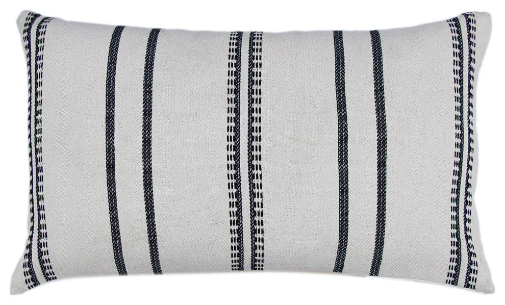 Black And White Machine Woven Yarbrough Throw Pillow, 16" x 26"