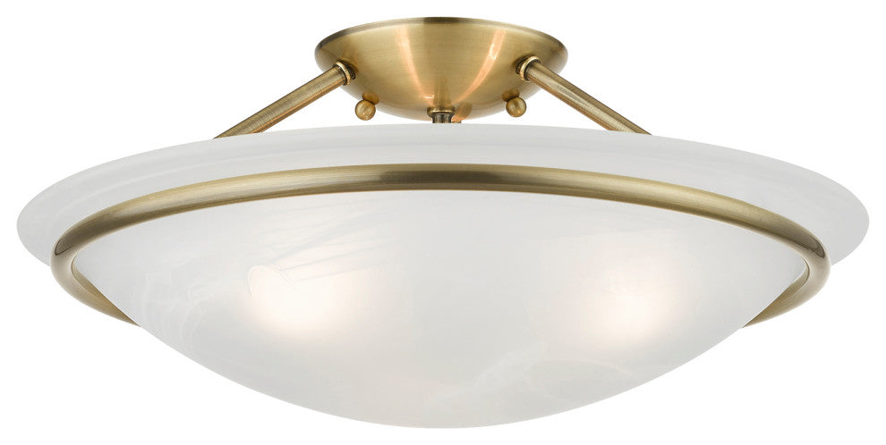 Livex Lighting Antique Brass 3-Light Semi-Flush