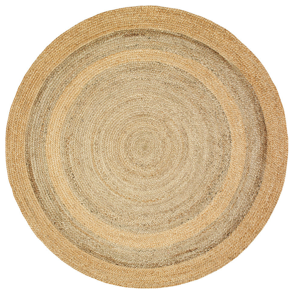 Two Toned Organic Jute Area Rug, 6' Round