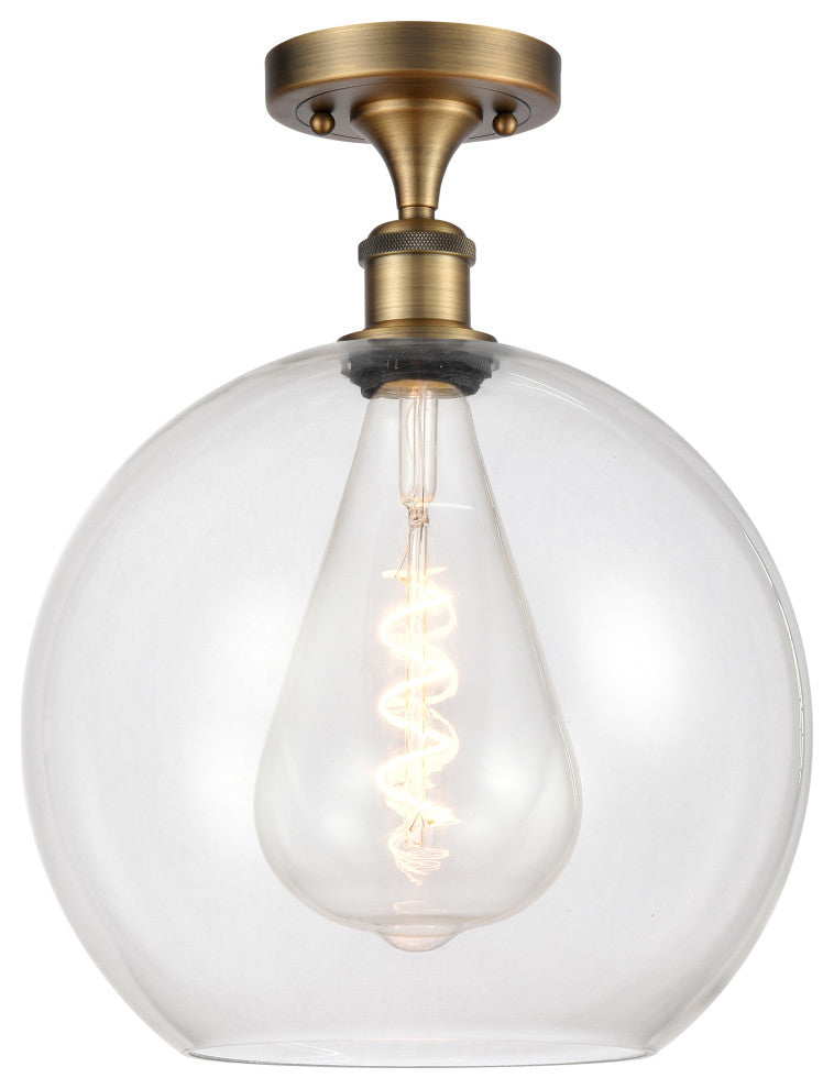 Innovations 516-1C-BB-G122-12 1-Light Semi-Flush Mount, Brushed Brass