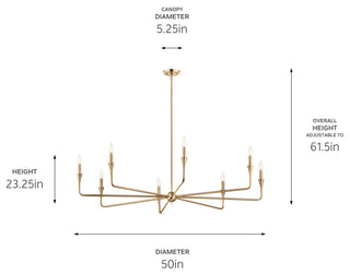 Alvaro Chandelier, Champagne Bronze, 8 Light