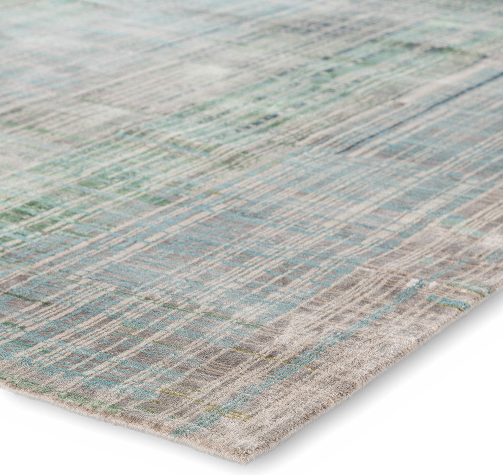 Kavi by Jaipur Living Asthai Knotted Abstract Light Gray/Blue Area Rug, 5'6"x8'