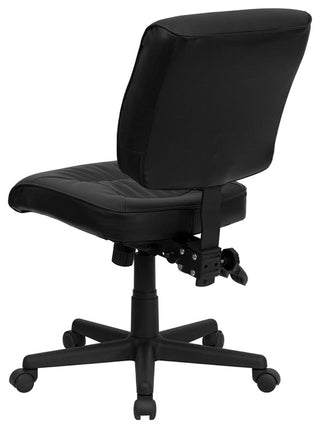 Low Back Black Leather Multi-Functional Swivel Task Chair