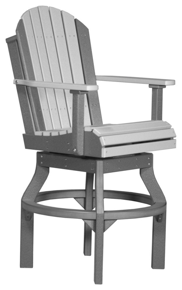 Set of 4 Poly Adirondack Swivel Chairs, Dove Gray & Slate, Bar Height