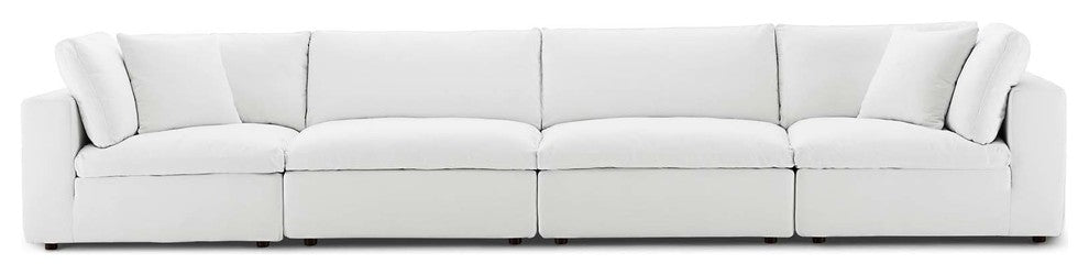 Commix Down Filled Overstuffed 4 Piece Sectional Sofa Set, White