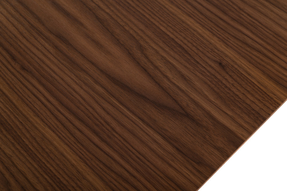 Modrest Livia Modern Walnut and Brass Stainless Steel Dining Table