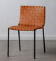 Elite Living Soho, Set of 2, Modern Faux Leather Weave Dining Chair, Cognac