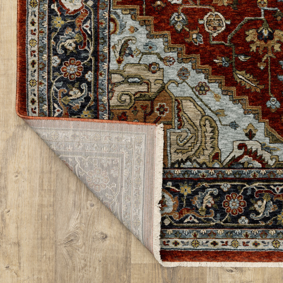 Augustus Center Medallion Indoor Area Rug, Red, 2'3"x7'6"