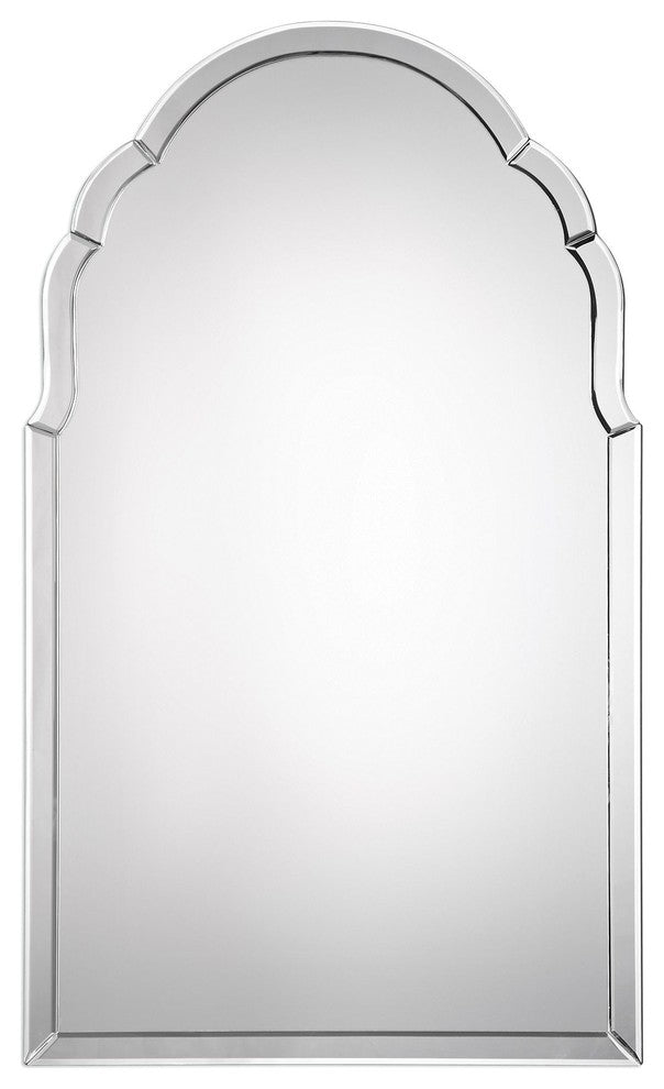 Gorgeous Frameless Venetian Arch Wall Mirror, Vanity Curved Glass Frame