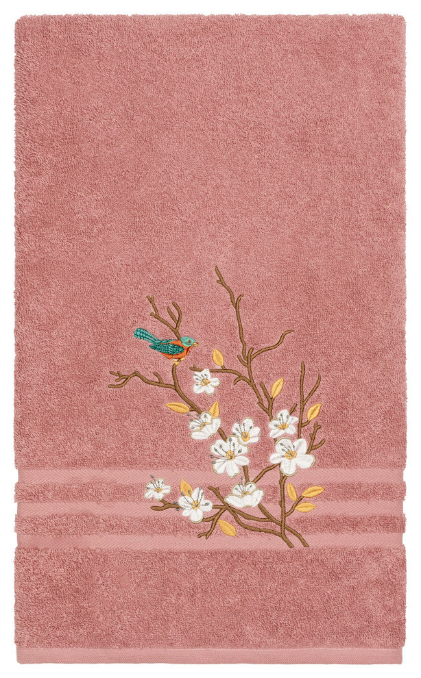 Linum Home Textiles Spring Time Embellished, Tea Rose, Bath Towel, Single