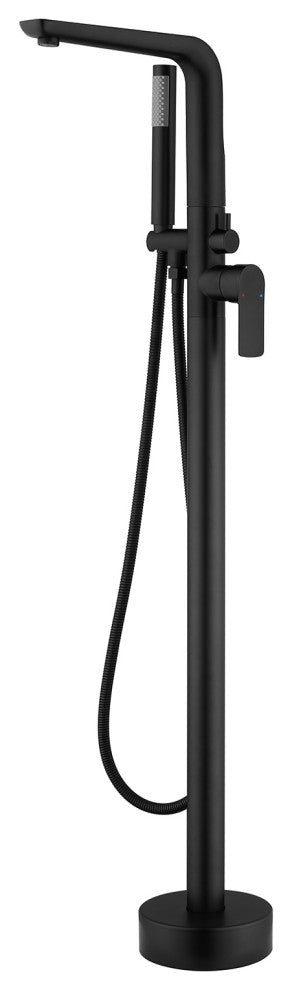 Floor Mounted Freestanding Tub Faucet With Handshower & Dual Handles