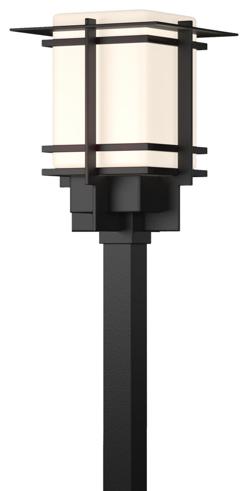 Tourou Large Outdoor Post Light, Coastal Black Finish, Opal Glass