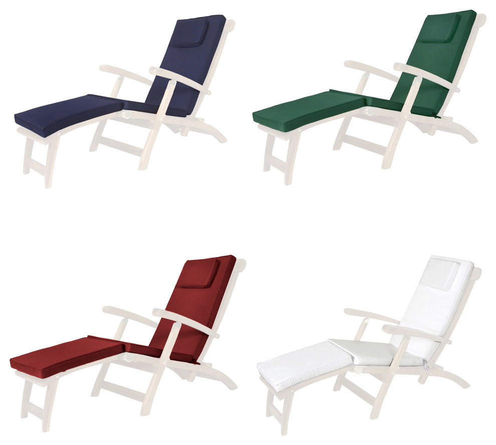 5-Position Steamer Chair and Cushion, Blue