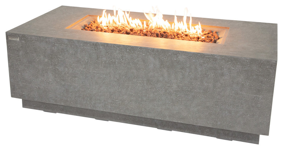 Andes Light Grey Rectangle Concrete Hidden Tank Fire Table