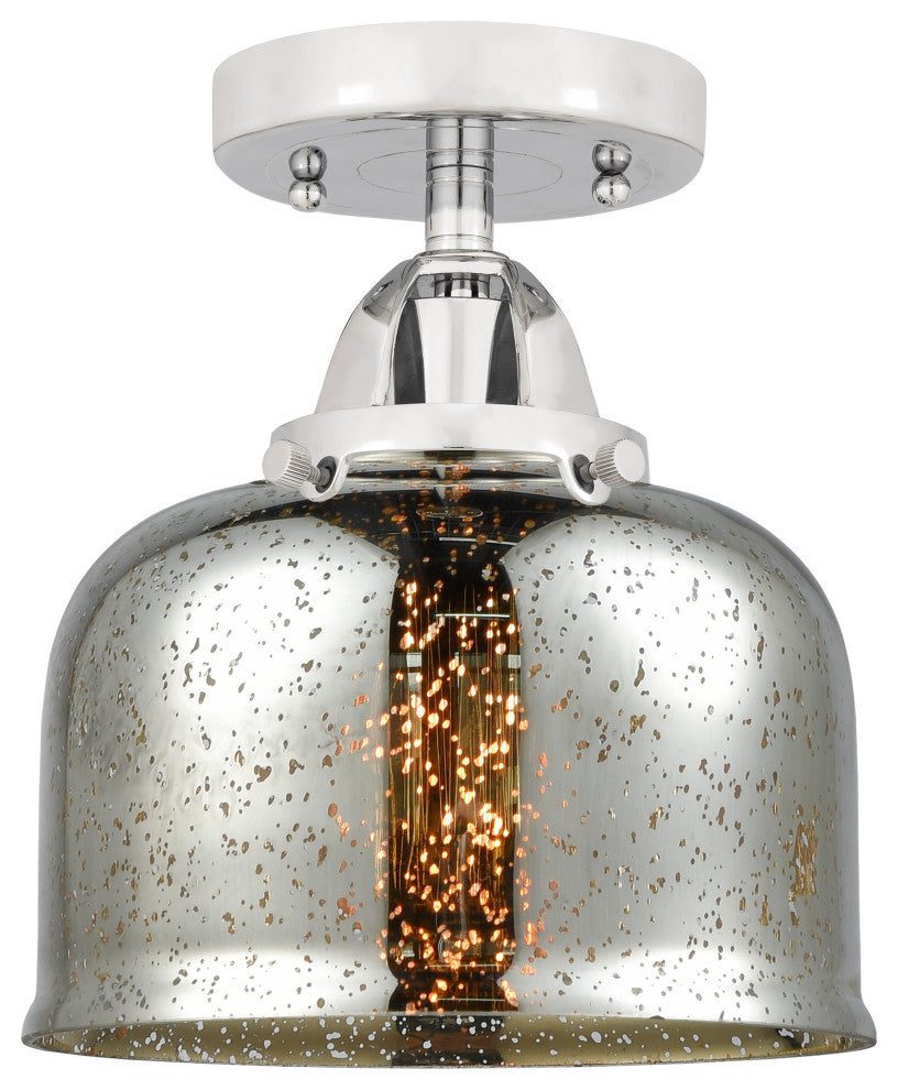 Large Bell Semi-Flush Mount, Polished Chrome, Silver Plated Mercury