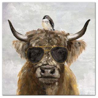 Cool Highland Cow 30 x 30 Canvas Wall Art