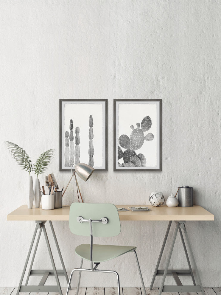 Textured Cactus Diptych, 2-Piece Set, 8x12 Panels