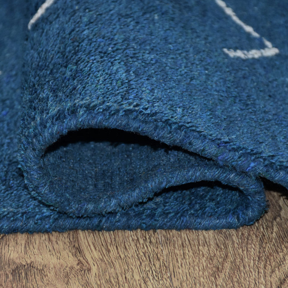 HAND KNOTTED LOOM SILK ECO-FRIENDLY RUGS-6'x9',Rectangle,Blue Beige,Contemporary