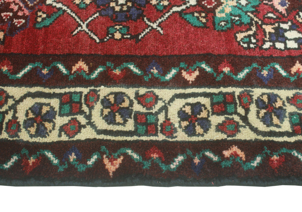 Fine Vintage Distressed Andee Burgundy/Ivory Runner, 3'7 x 10'0