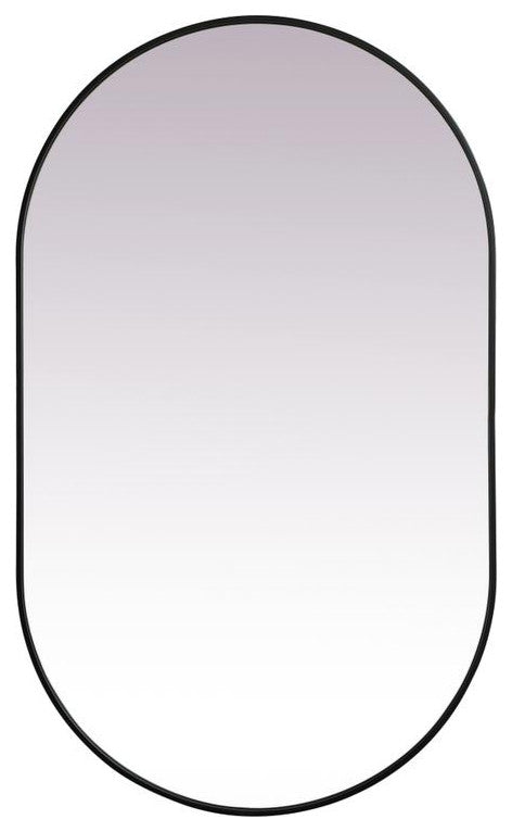 Metal Frame Oval Mirror 36X60 Inch In Black