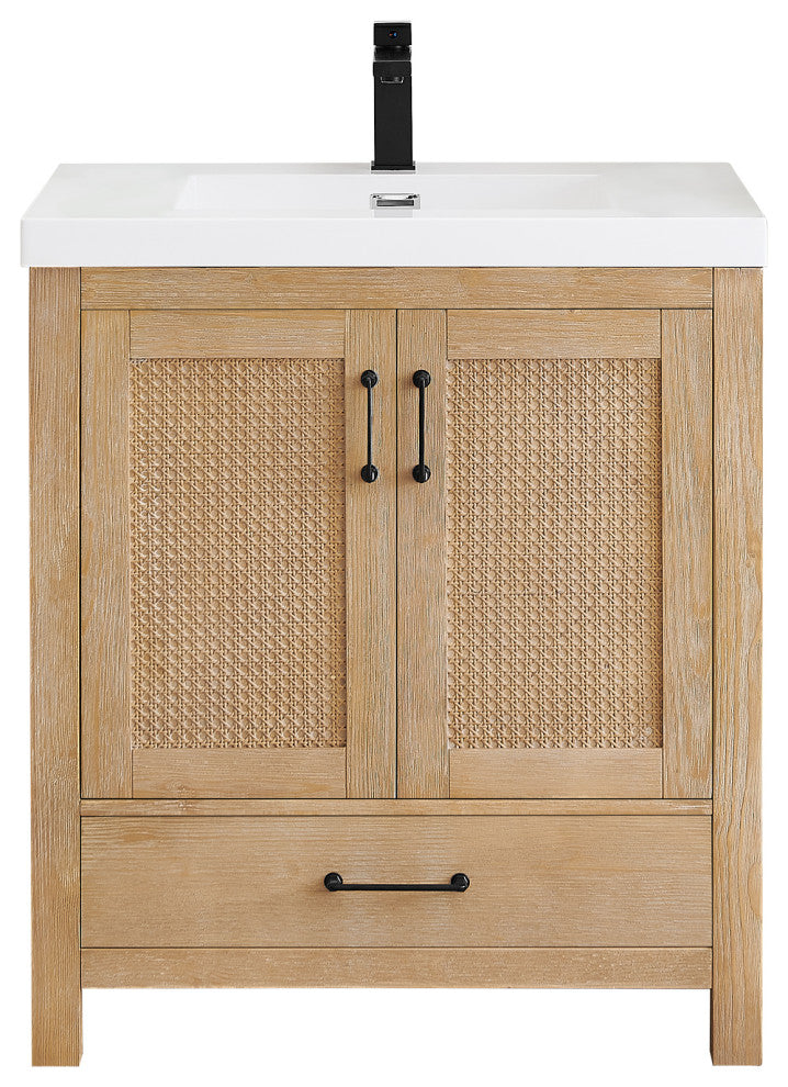 Bondi Single Bath Vanity, Light Brown, 30inch, No Mirror