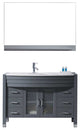 Virtu Ava 48" Single Bathroom Vanity, Gray With White Top, Faucet and Mirror