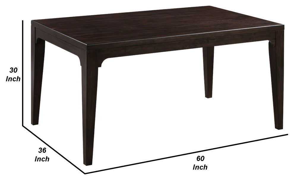 Benzara BM273611 Mango Wood Rectangular Dining Table, Tapered Legs, Brown