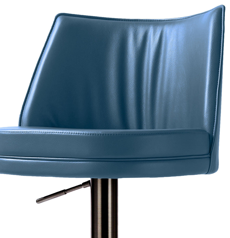Gala Blue Vegan Leather on Black Adjustable Stool