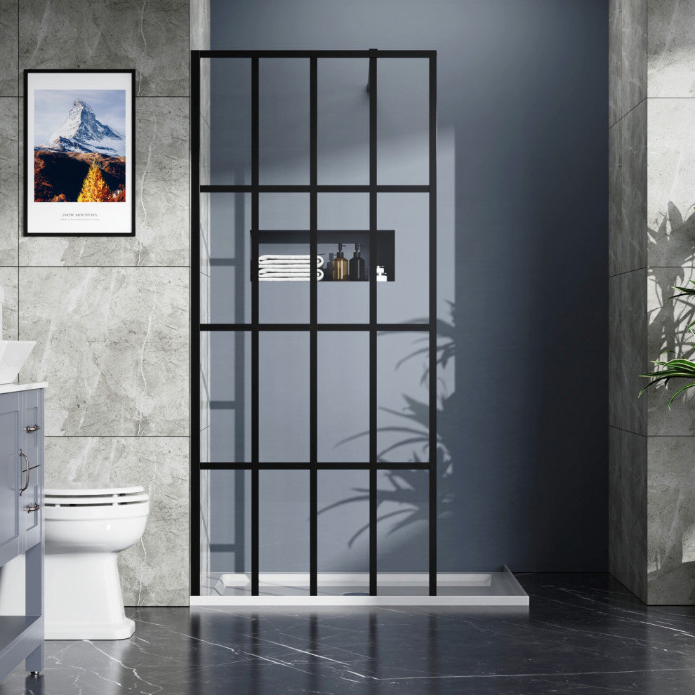 34 in. W x 72 in. H Thicken Fixed Glass Panel Shower Door