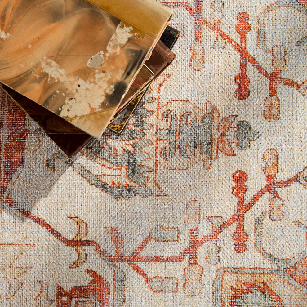 Jaipur Living Rhoda Medallion Orange/Ivory Area Rug, 2'6"x8'
