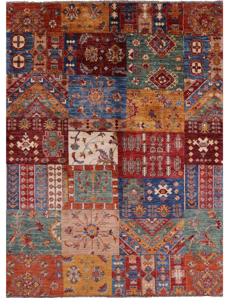 Super Kazak Handmade Wool Rug 5' 7" X 7' 7" Q11091